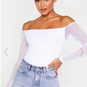 PrettyLittleThing White Long Sleeve Bodysuit